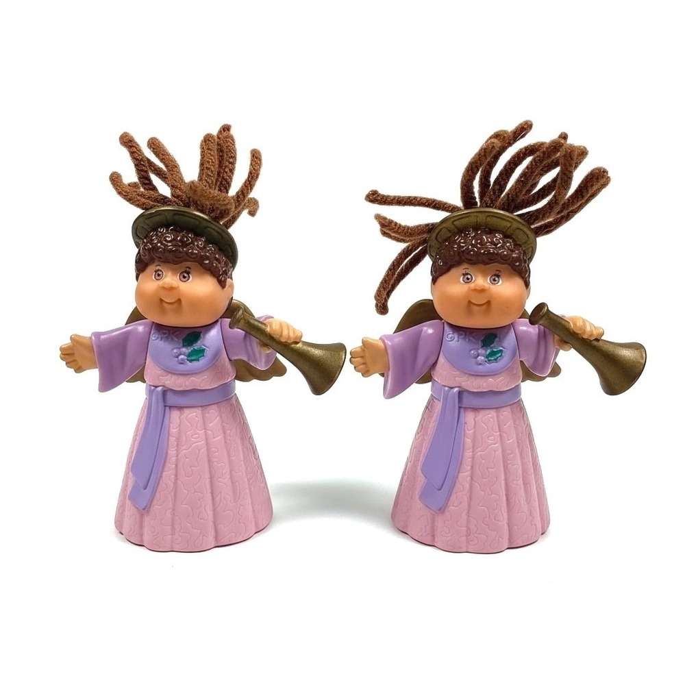 VTG 1994 Cabbage Patch Kids Angel Figurine Set‎ 2pc Pink PVC Trumpet Toy